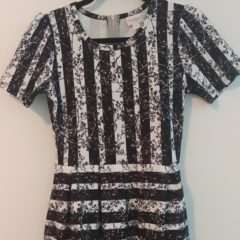 Lularoe Amelia Black and White Floral Dress